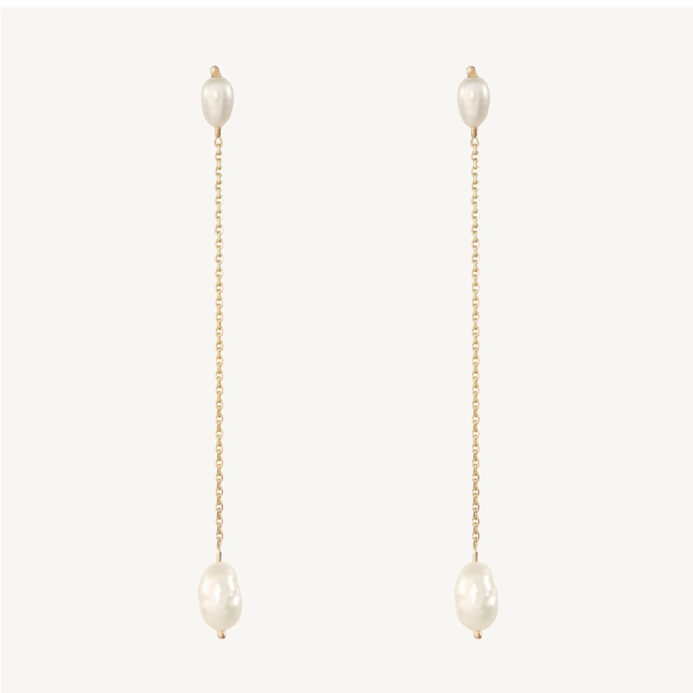 Wwake long pearl shower earrings